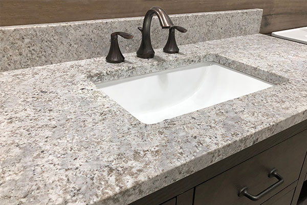 A remodeled bathroom countertop