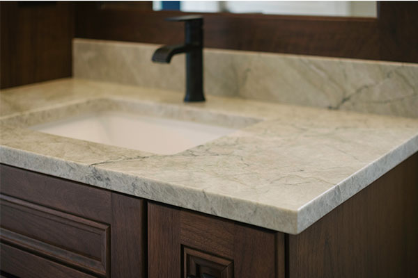 Bathroom counter with backsplash