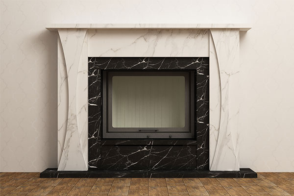 White marble fireplace surround