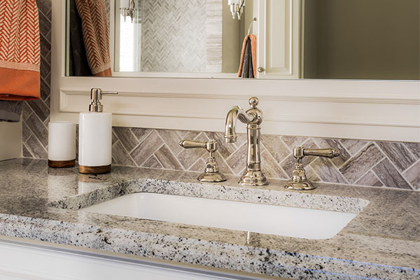 Granite bathroom countertop with sink