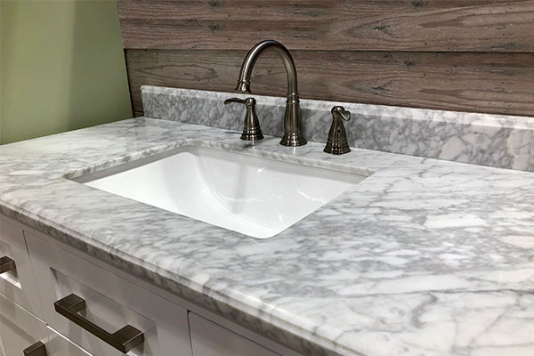 Marble bathroom counter with sink