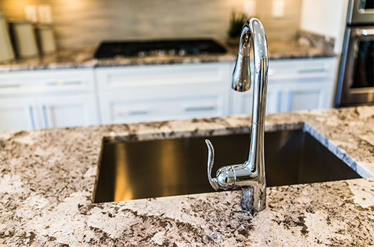 Granite kitchen countertop with sink