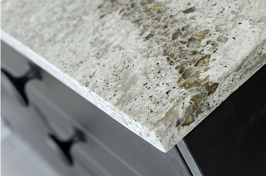 Close-up of a quartz kitchen countertop